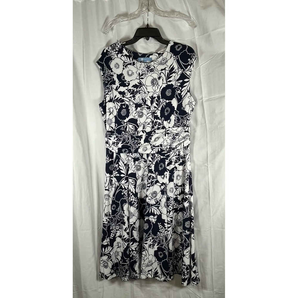 Koret Blue White Floral Sleeveless Dress Size Large - Picture 1 of 15